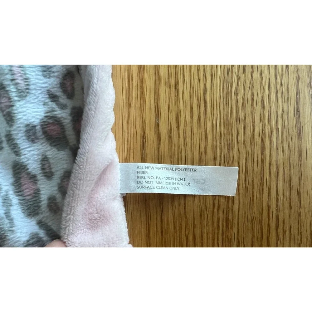 Carter's White Bear Pink Gray‎ Leopard Cheetah Plush Baby Lovey Security Blanket